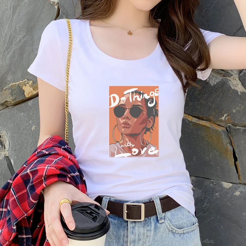 

2021 Summer Youth Series Ladies T-Shirt Top V-Neck Cotton Printed Top