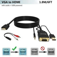 foinnex 6ft vga to hdmi adapterconverter cable with audio1080pconvert vga source pc in hdmi connector of monitortv