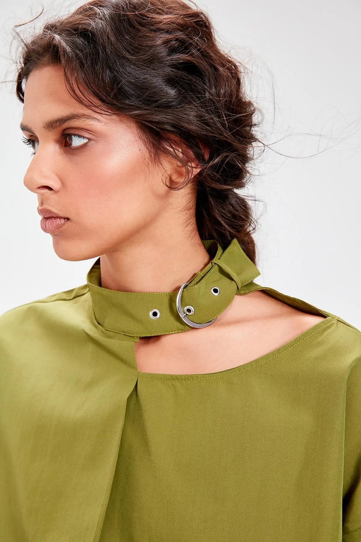 Trendyol воротник цвета хаки detaymi Bluz TWOAW20BZ0061| |