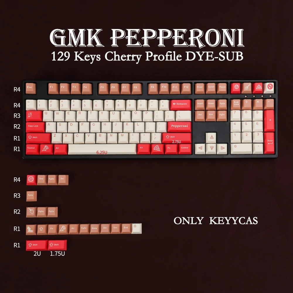 

GMK Pepperoni Clone PBT Keycap 129 Keys Cherry Profile DYE-SUB Personalized Keycaps For Mechanical Keyboard 61 64 84 108