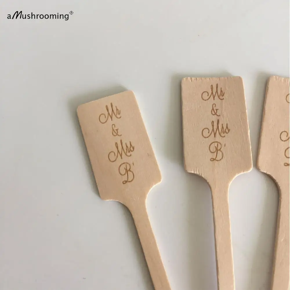 X100 персонализированные деревянные прямоугольные шрифы коктейльные палочки на