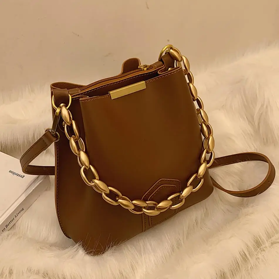 

Винтажная модная женская сумка-тоут на цепочке, Высококачественная дизайнерская женская сумка из искусственной кожи, вместительная сумка-...