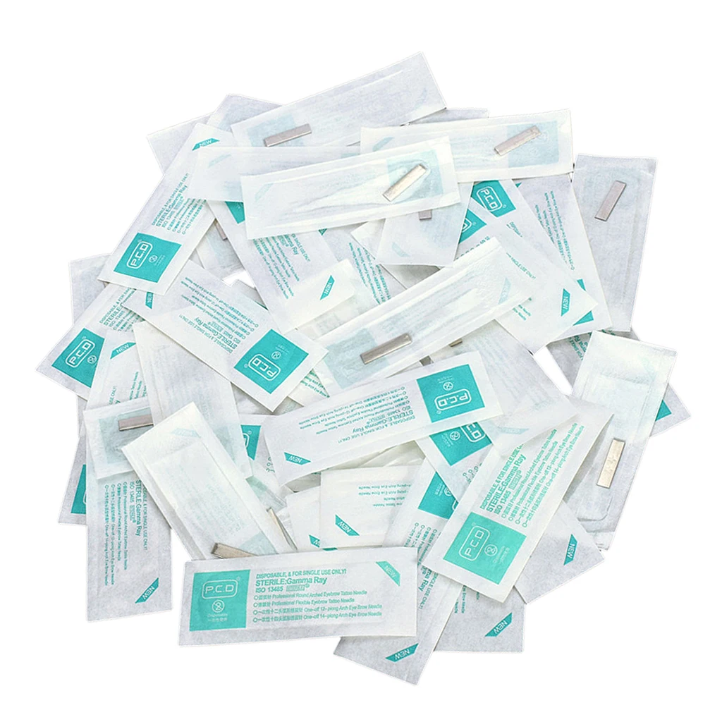 

100x Eyebrow Blades Microblading Eye Brow Tattoo Needles Makeup Tools 14 Pin