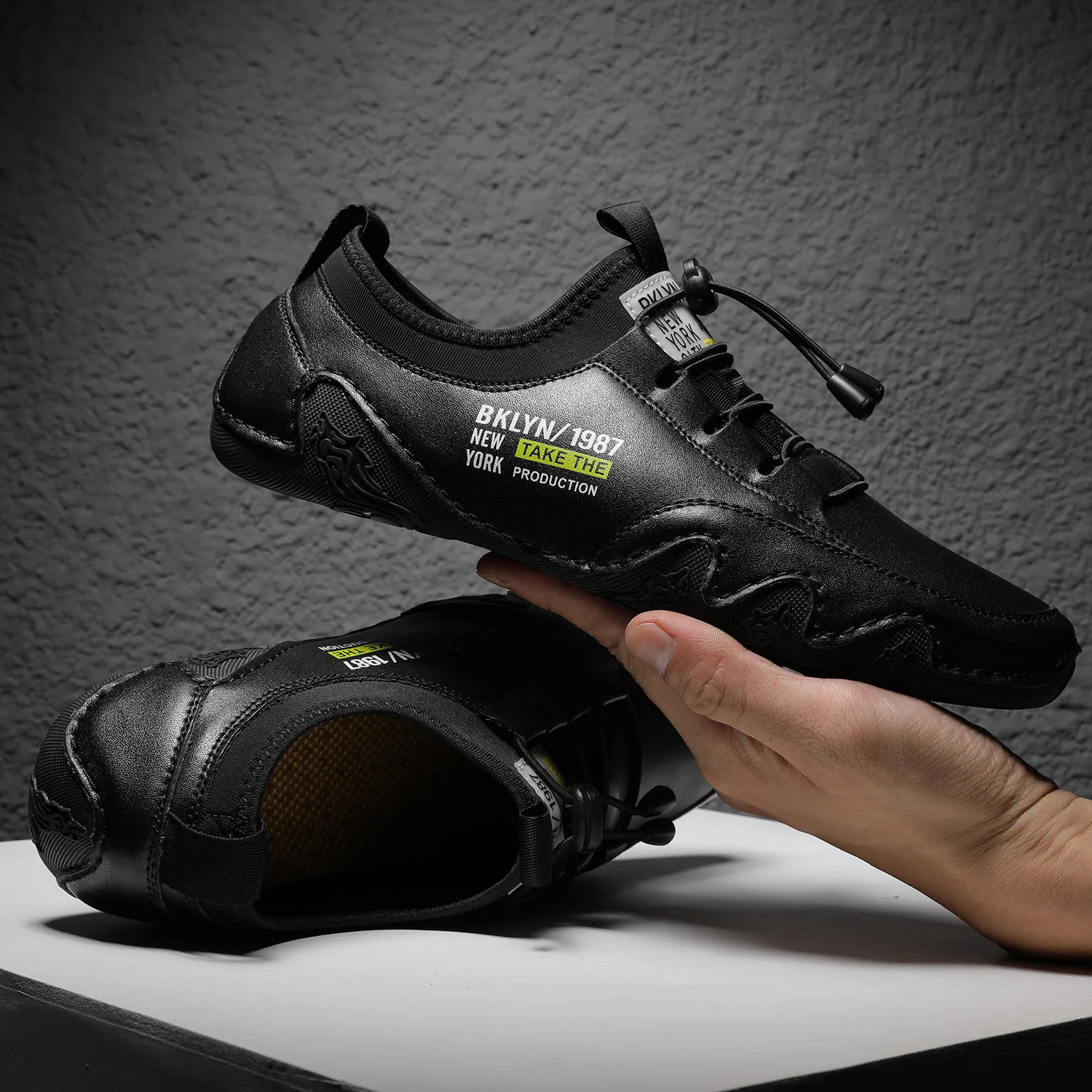 Лоферы мужские из натуральной кожи повседневная обувь для вождения плоская