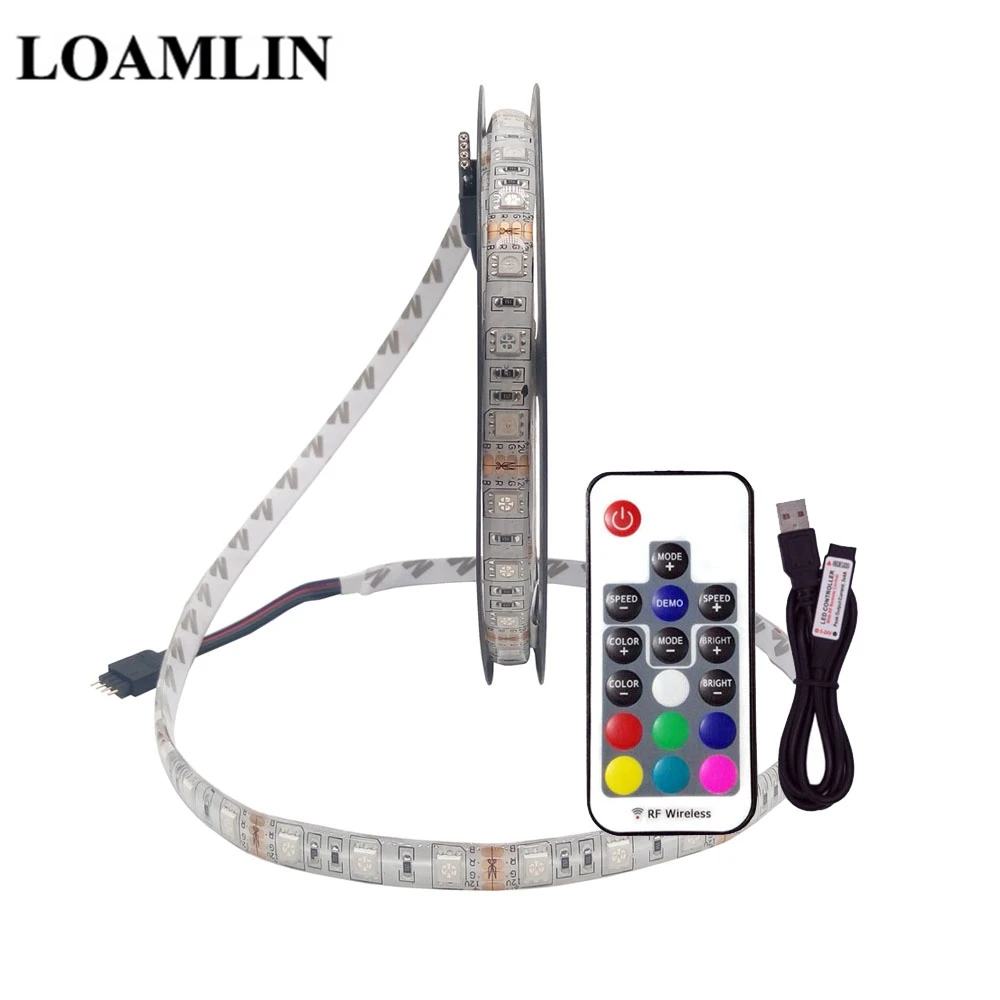 USB 17Keys Kit USB RGB 5050 Светодиодный светильник сменный светодиодный фоновый светильник для телевизора 50 см 1 м 2 м 3 м 4 м 5 м 12 В гибкий светодиодный светильник RGB светодиодная лента - Испускаемый цвет: USB 17Keys Kit
