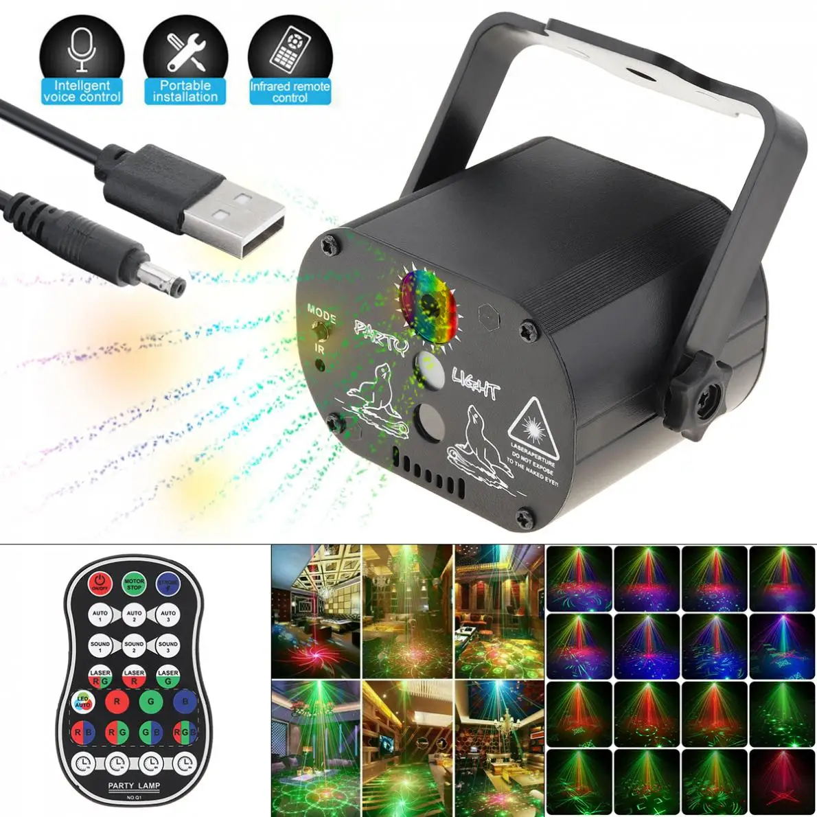 

Projector Lights 3W LED RGB Mini Laser Stage Light 60 Pattern for DJ Disco Party KTV Projector Lighting Stage Lights