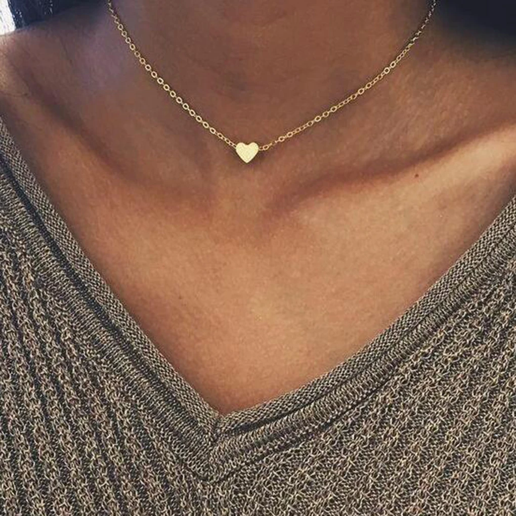 Новое позолоченное ожерелье с маленьким сердцем для женщин и девушек Модная