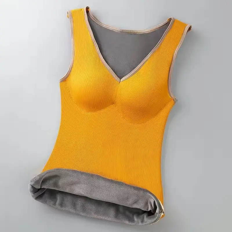 

Women 2021 Autumn Winter New Fashion Thicken Bottoming Vest Tops Female V-neck Slim Vest Tops Ladies Solid Color Warm Tops D454