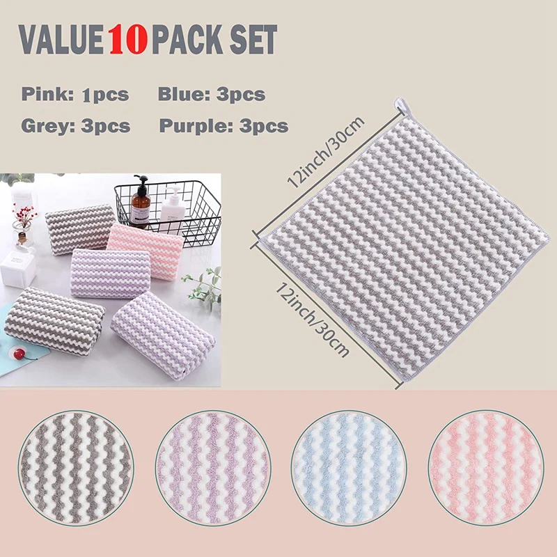 

Kitchen Towels and Dishcloths Set,Super Dish Towels for Drying Dishes Dish Cloths for Hand Towels Washing 10 Pack