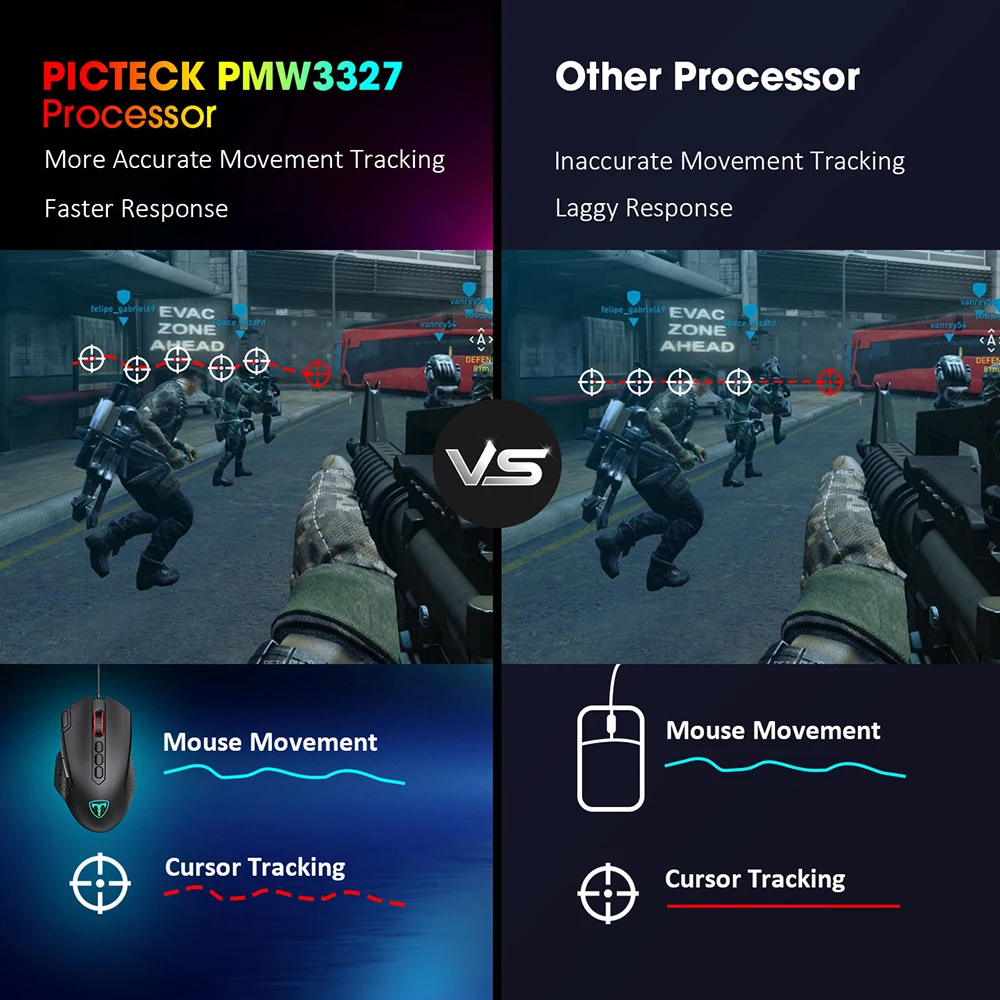 Высококачественная оптическая профессиональная игровая мышь PICTEK светодиодный с