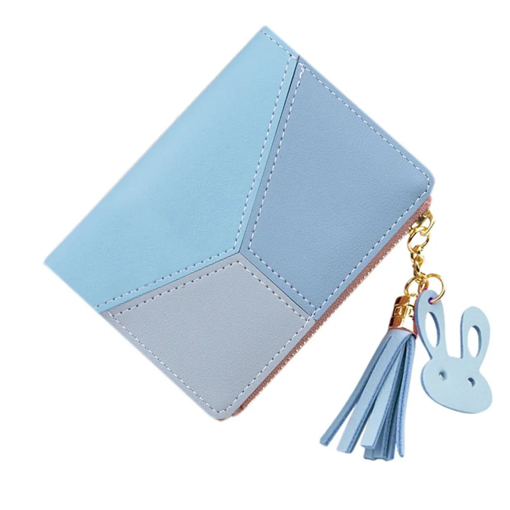 Women Wallets Short Zipper Patchwork Panelled portefeuille femme cuir Coin Purse Card Holder Bag portfele | Багаж и сумки