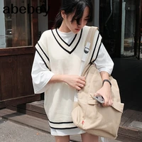 2021 autumn plus size sleeveless vest korean casual women vest knit striped sweater vest kz212