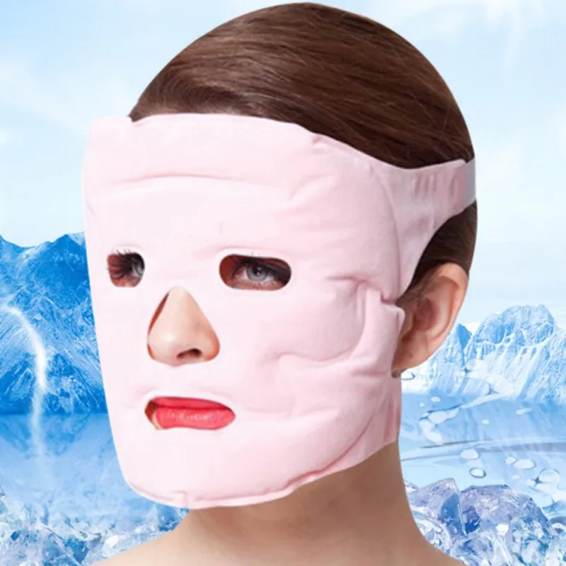 Холодная гелевая маска для лица ледяной компресс синяя охлаждающая