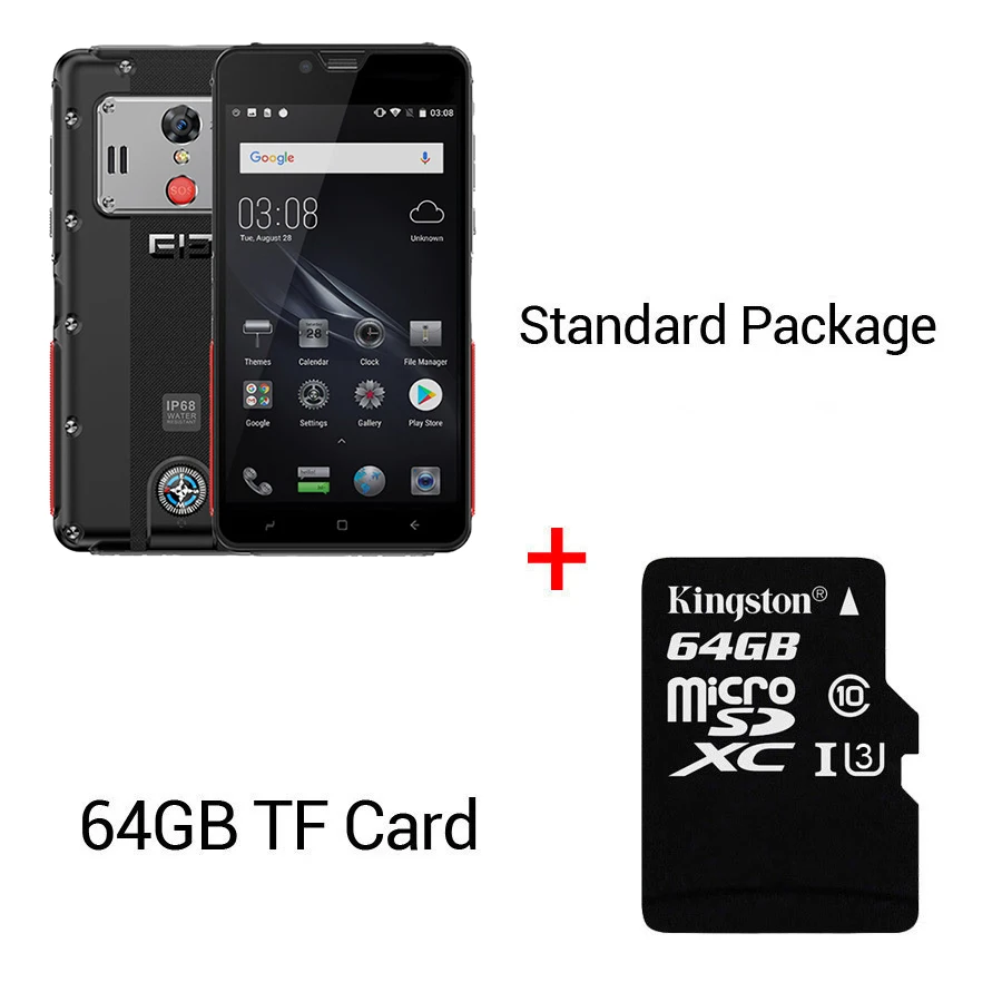 Black N 64GB Card Elephone Soldier 5,5 ''Android 8,0 смартфон 4 Гб 128 ГБ MTKX25 Deca core 16:9 полноэкранный 5000 мАч мобильный телефон с боковым отпечатком пальца - Цвет: Black N 64GB Card