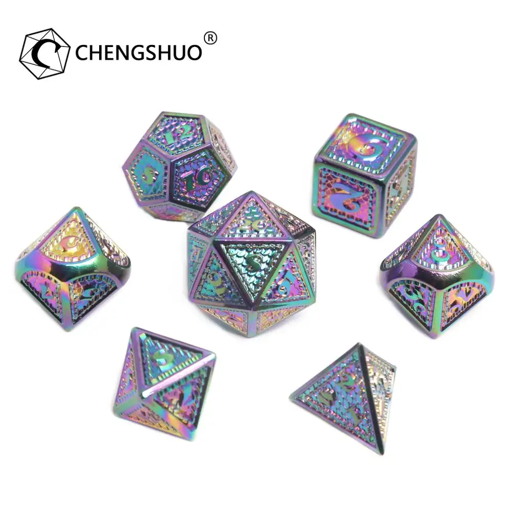 CHENGSHUO DND Набор кубиков Новый Dragon dice радужные металлические кубики из цинкового