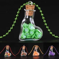 5colors romantic kids girls heart shaped multicolor beads glass fruit wishing bottle chain pendant necklaces cute gift jewelry