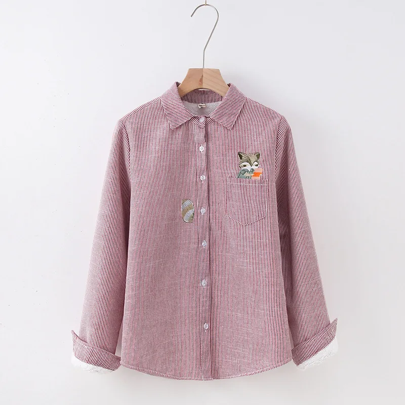 Полосатая женская рубашка с отложным воротником женские рубашки длинным рукавом