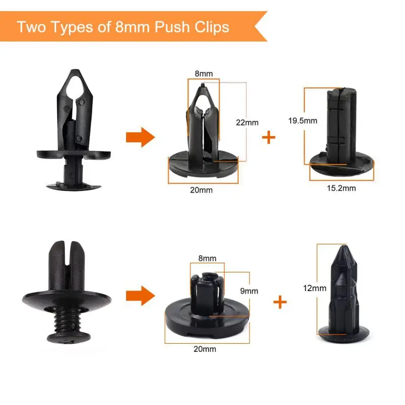 

190PCS Universal Auto Fastener Clips Plastic Fastener Rivet Clips Push Pin Rivet Trim Clips Fastener Clips