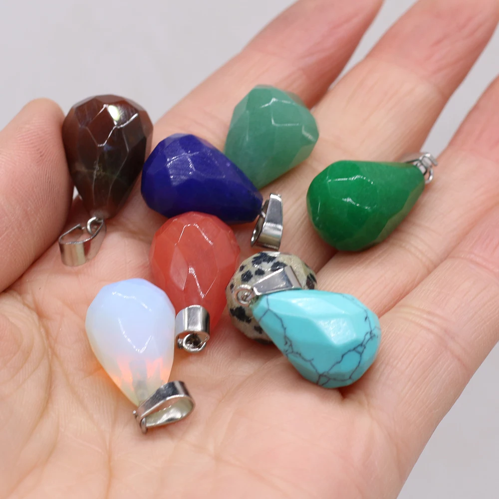 

6 PCS Random Color Natural Stone Pendant Water Droplets Shape13x22mm DIY for Jewelry Making Necklaces Accessories Gift for Women