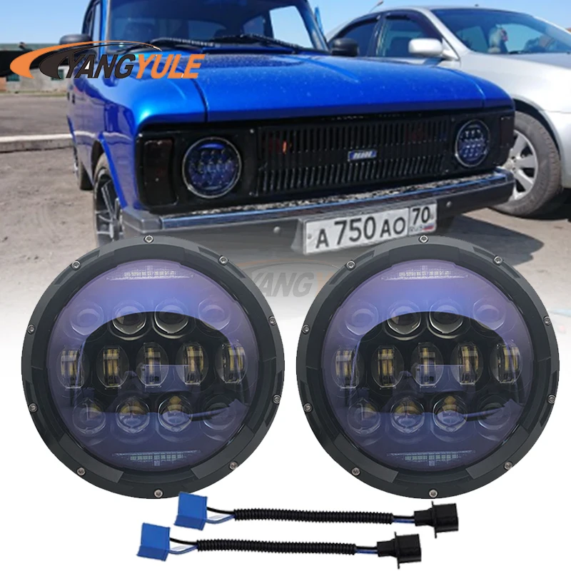 Круглсветодиодный светодиодные фары 2 шт. 7 дюймов 130 Вт синие линзы проектора с