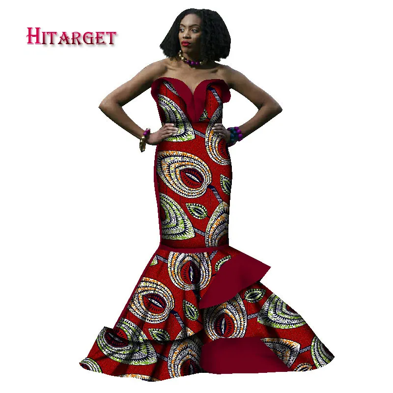 2020 african dresses for women dashiki style femme african clothes graceful lady print wax plus size party long dress WY1782