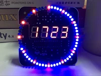 diy electronic kit led clock kit digital tube round ds1302 light sensor temperature control diy build kit with case
