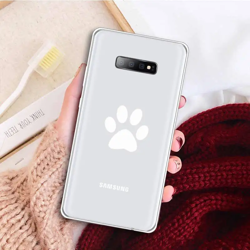 

Cat Dog Animal Paw art Phone Case Transparent For Samsung Galaxy A 71 21s S note 8 9 10 plus 20 ultra