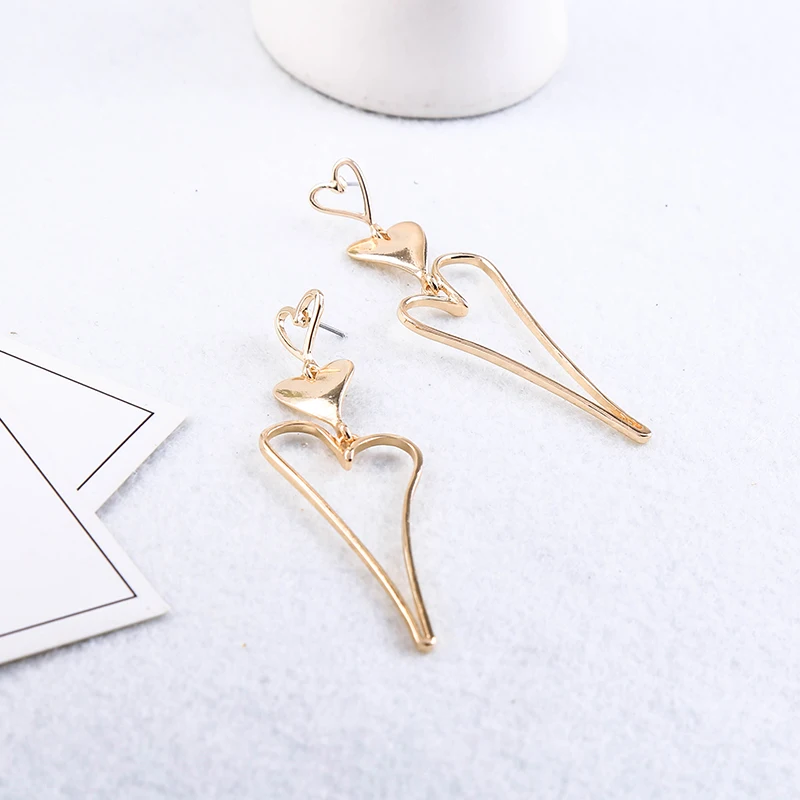 Серьги капли в форме сердца серьги из сплава золотого цвета для женщин модные