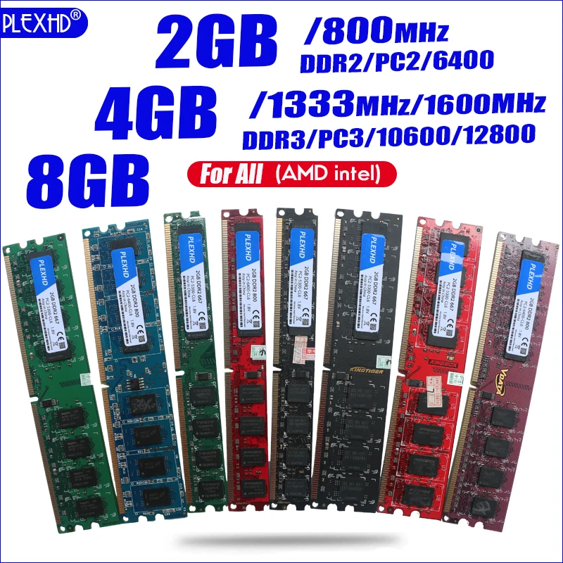 Оперативная память для настольного ПК PLEXHD DDR2 800 PC2 6400 2 ГБ 4 8 совместимая с МГц/667