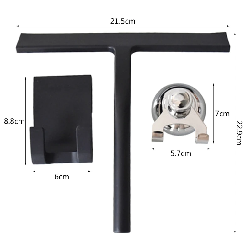 

Stainless Steel Bathroom Squeegee Window Wiper Cleaner with Suction Sticky Hook for Car Home Scraper Tool