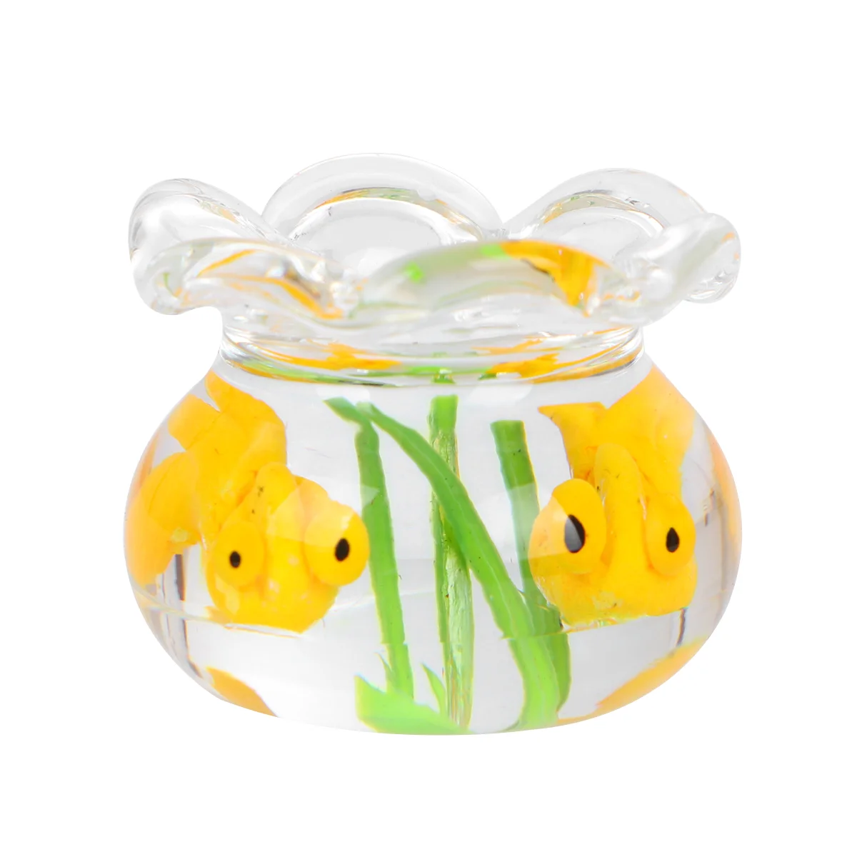 

1/12 mini house Miniature Fish Bowl Gold Fish Tank Doll House Pet (Golden)