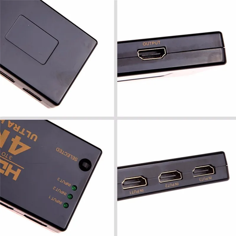 3 в 1 Выход HDMI-совместимый переключатель-разветвитель адаптер 1080P 4Kx2K UHD Порт селектор 3x1 с пультом ДУ для PS4 DVD HDTV на.