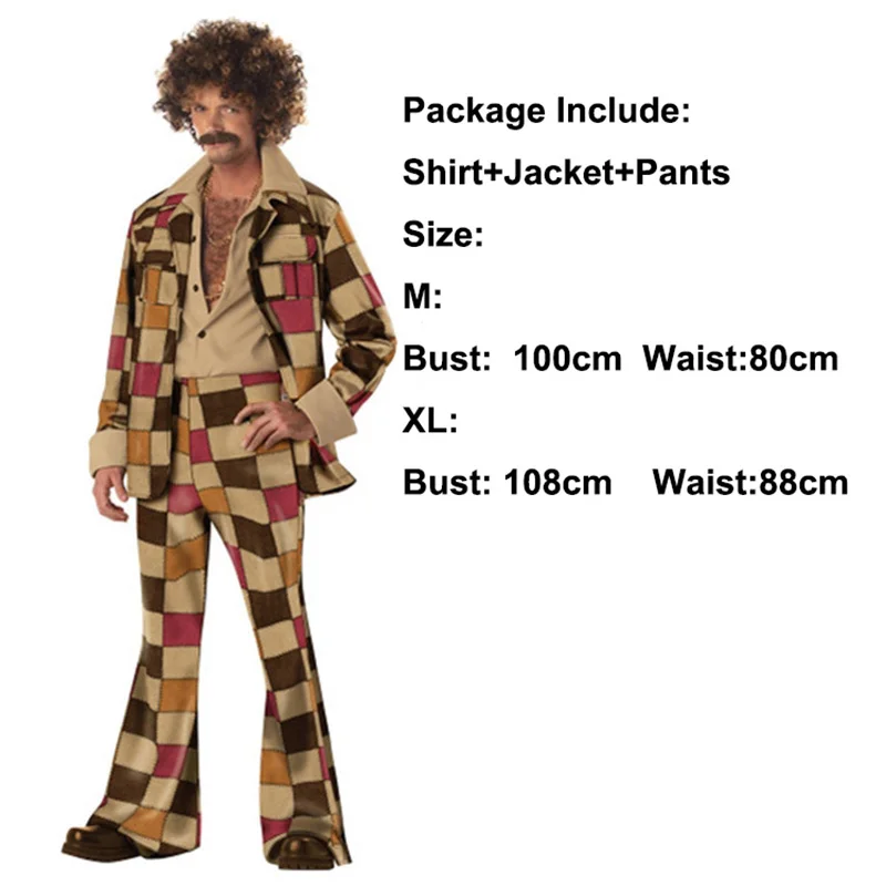 Man Suit 2 Ретро 60s 70 хиппи Косплэй Карнавальный костюм для Хэллоуина для Для мужчин Для женщин модные Маскировка Костюмы вечерние бахромой родной для ночного клуба - Цвет: Man Suit 2