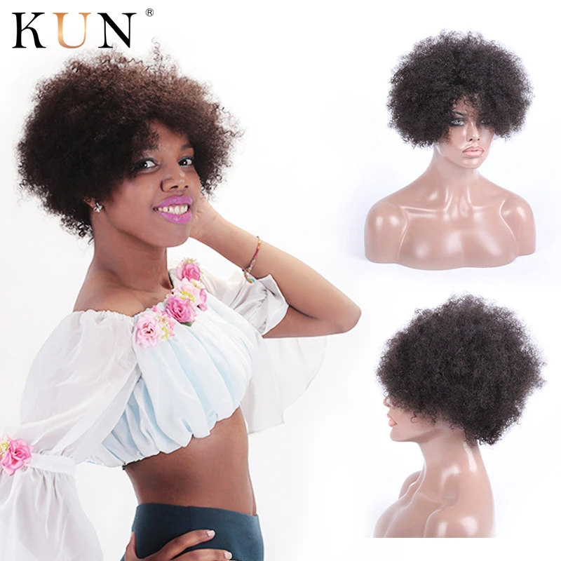 Короткие парики из человеческих волос афро кудрявый вьющиеся 13x6 Синтетические