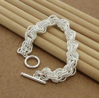 beatiful 925 sterling silver rope chain link bracelet bangle for women wedding party jewelry gifts pulseira