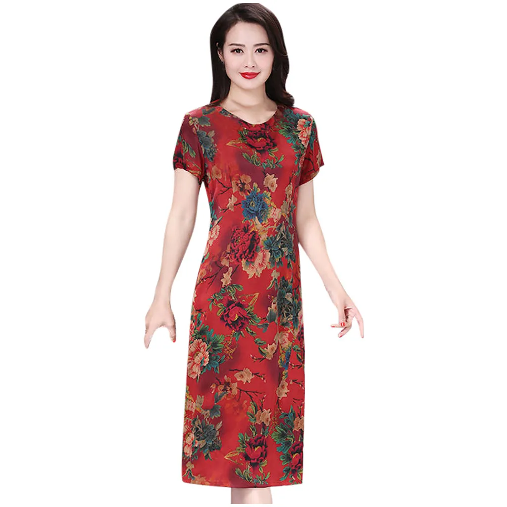 2020 женское летнее платье в стиле бохо атласное с цветочным принтом туника