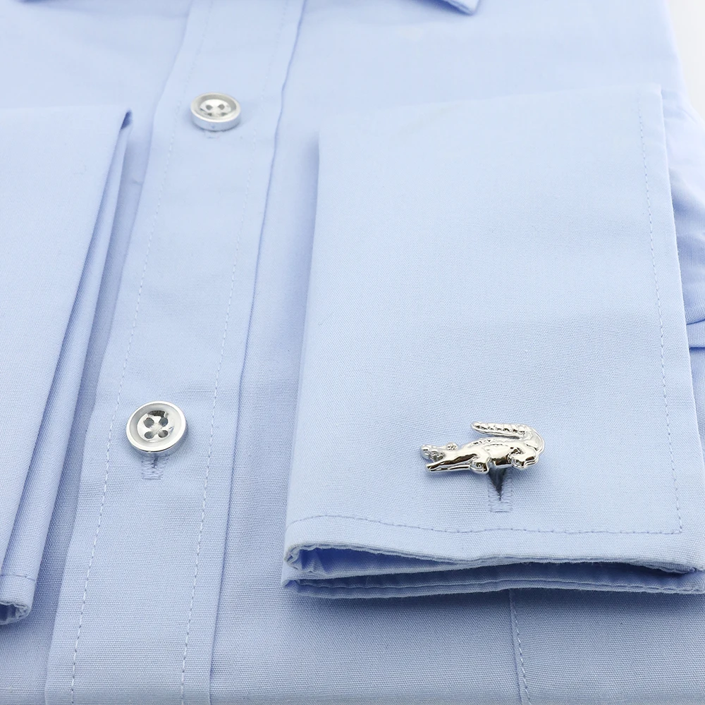 Запонки мужские в виде животных крокодил латунь браслет серебристого цвета