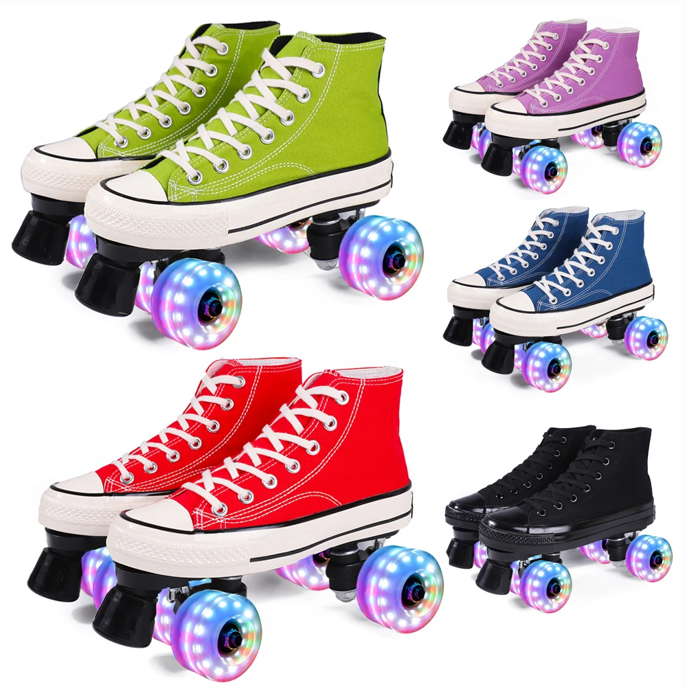 Парусиновые кроссовки для мужчин и женщин четыре ролика 4 колеса 2 ряда уличные