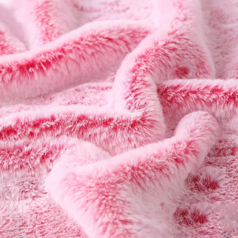 

Faux fur dyed and faded engraved rabbit plush printing toy scarf lining fabric