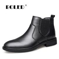 genuine leather men boots non slip waterproof autumn winter boots shoes slip on comfy outdoor ankle boots men