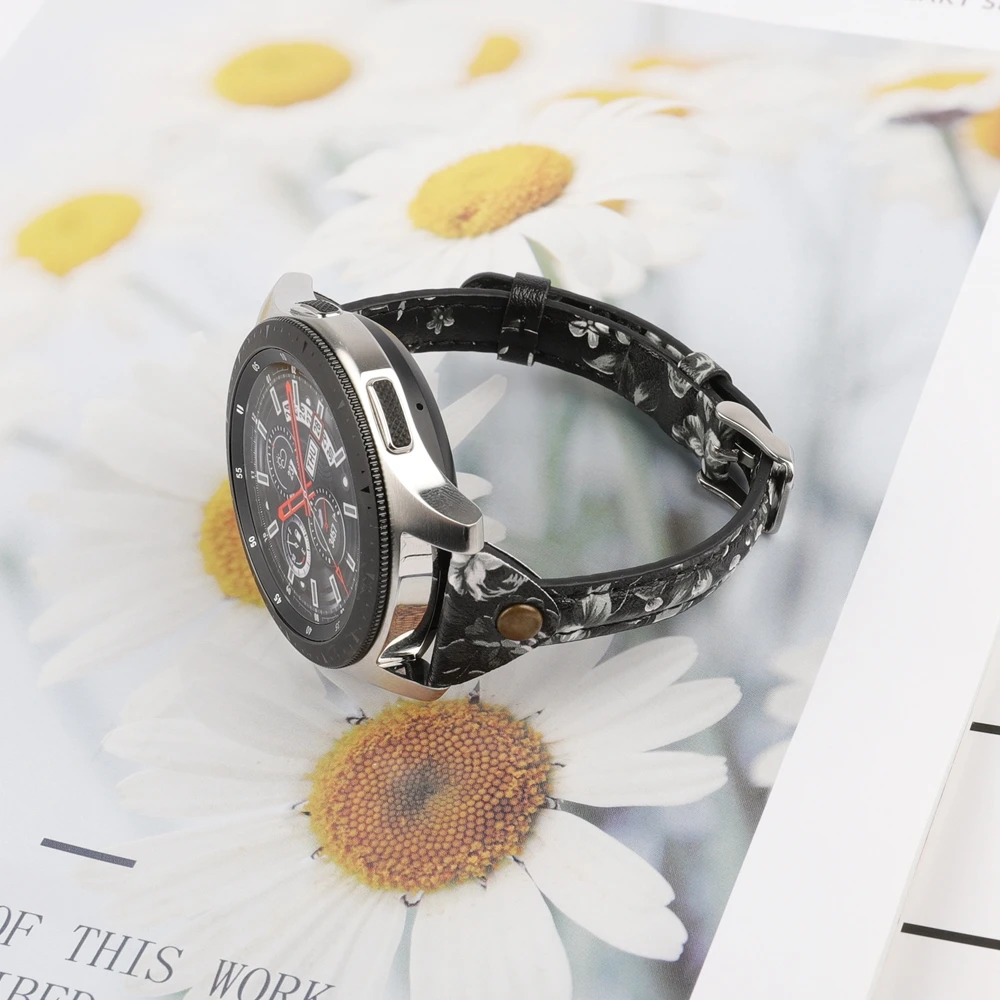 Тонкий ремешок для часов из натуральной кожи для samsung Galaxy Watch 42 мм 46 мм женский ремешок Серебристый Стальной ремешок с пряжкой для активных 2 40 мм 44 мм