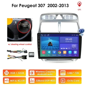 4g64g android 10 for peugeot 307 sw 307 2002 2013 auto 2 din car radio stereo player bluetooth gps no 2din dvd multimedia map free global shipping