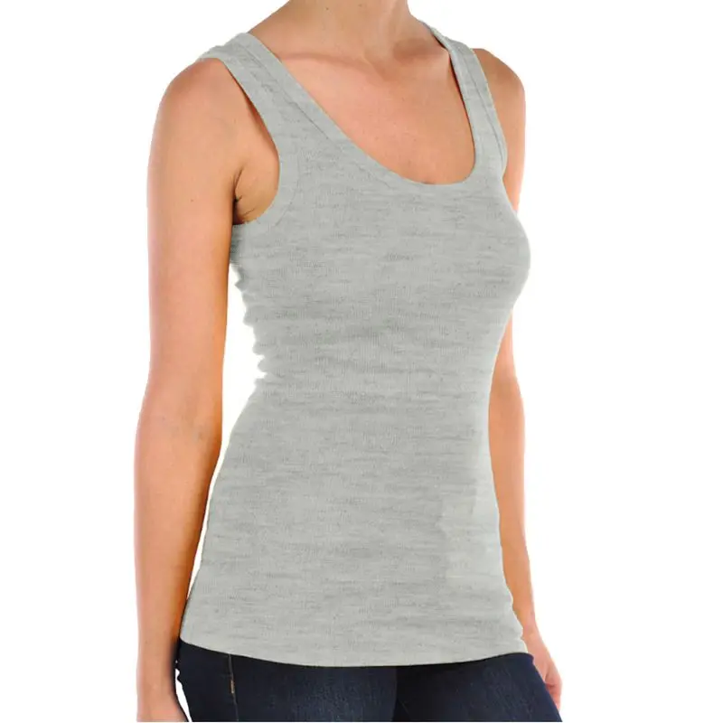 Colour35 Women Cotton Ribbed Tank Top T-Shirt Sports Gym Fashion Casual Sleeveless Tee Plus Size Stretchy Blouse M30284 - Цвет: Colour35