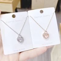 classic heart shape zircon necklace for women fashion jewelry trend custom made gift gold chain hiphop party weddin