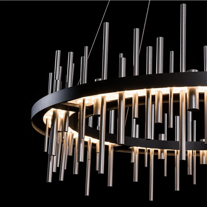 

Modern ring metal chandelier living room lamp Nordic fashion art restaurant led lamp