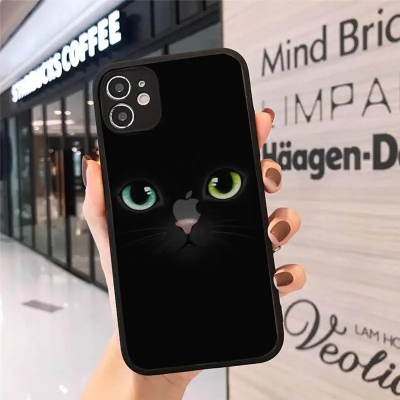 

eyes Cat horror black Phone Case Matte Transparent for iPhone 7 8 11 12 s mini pro X XS XR MAX Plus cover funda