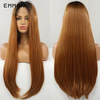 emmor synthetic lace front wig long straight brown ombre honey blonde wigs for black white women daily party lace furture hair