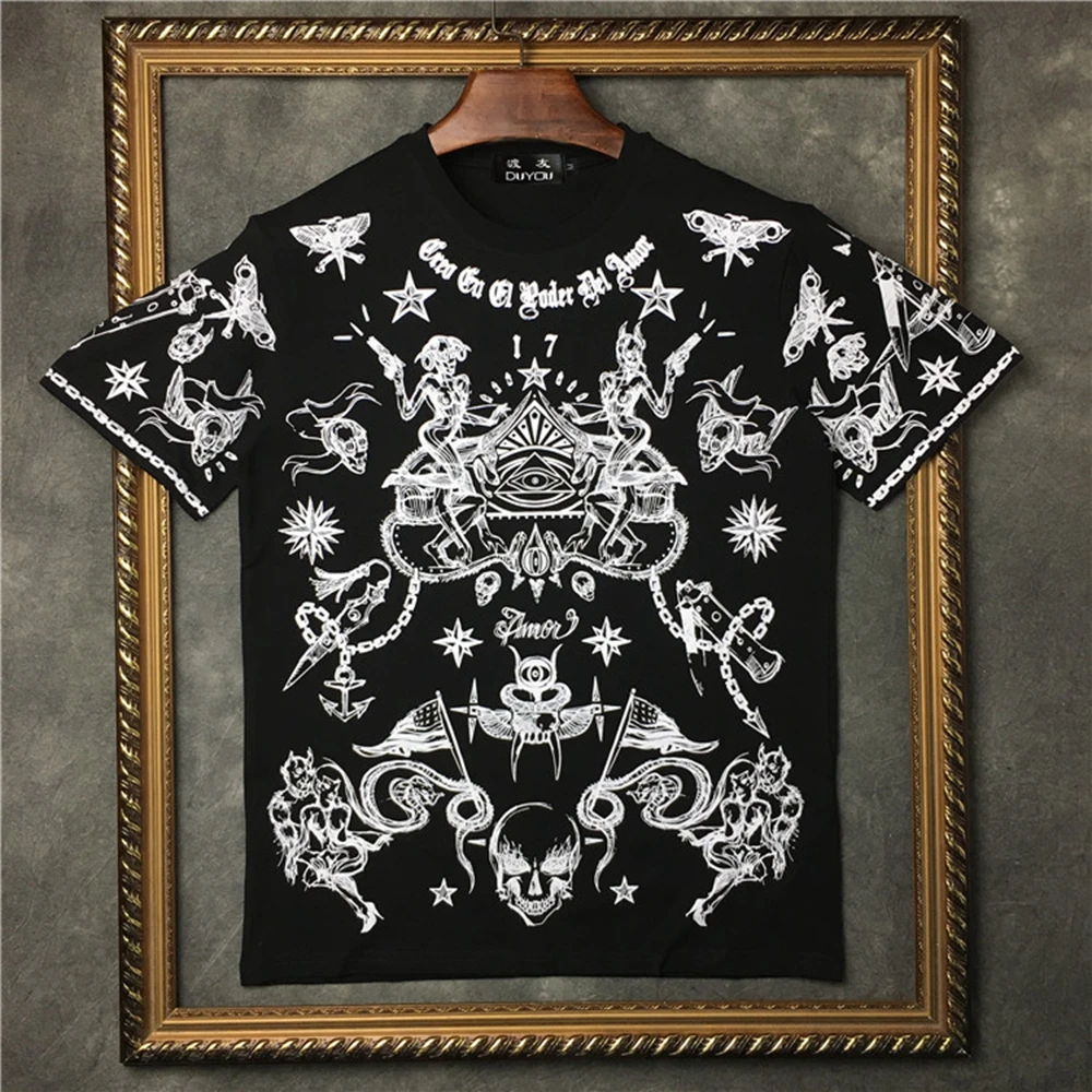 

Футболка мужская хлопковая с коротким рукавом и принтом, 100%