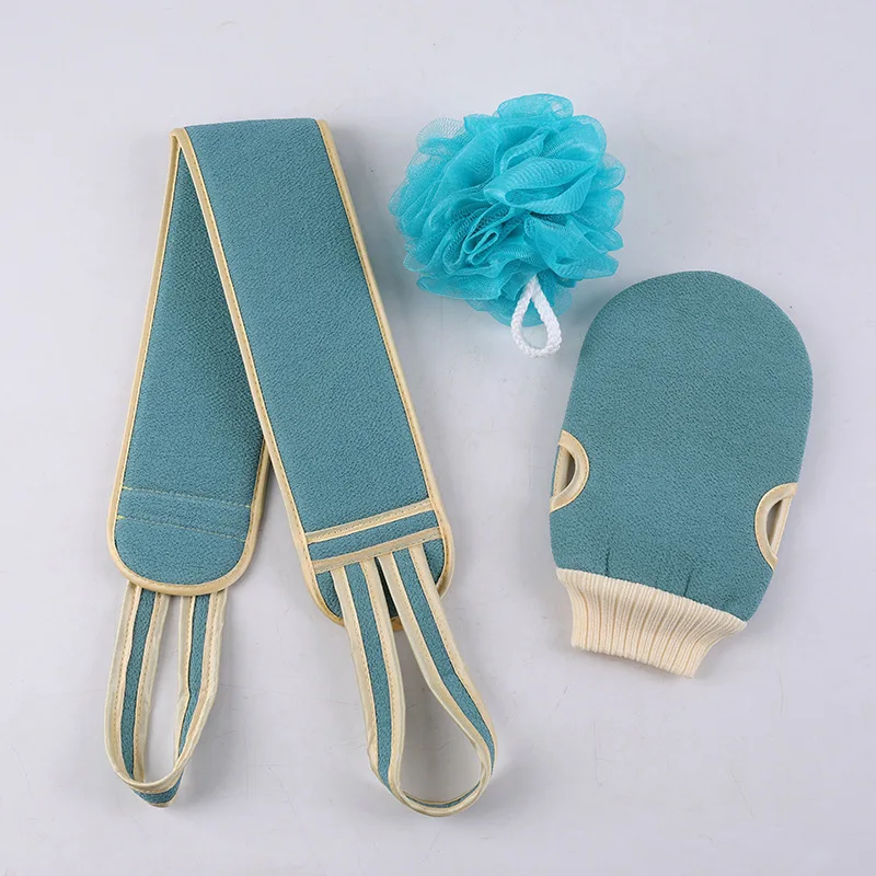 

Bathing Set Three-piece Bath Towel Long Pull Back Scrubbing Towel Bath Ball Combination Scrubbing Artifact Exfoliating Gloves
