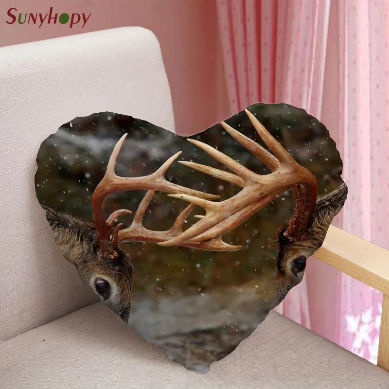 Олень в форме сердца пользовательские диванные подушки наволочка на молнии